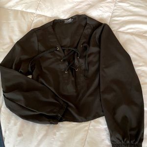 Black Crop Top Blouse
